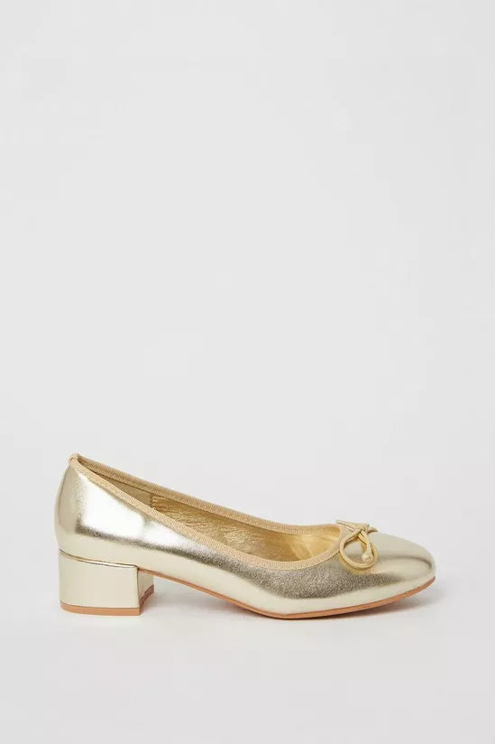 Oasis Gold Veronica Low Heeled Ballerina Pumps/Shoes Size 37 (UK-4)