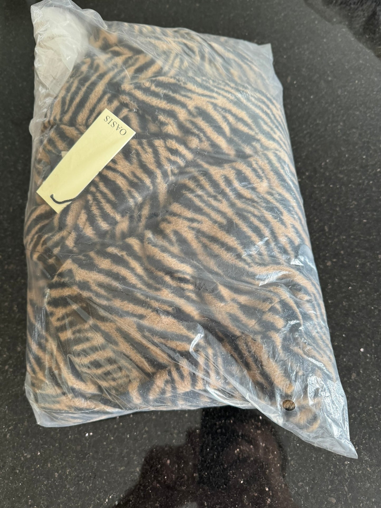 Oasis Petite Animal Zebra Double Breasted Midi Coat - Size 10