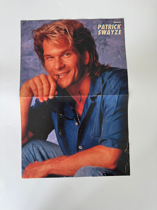 Patrick Swayze Medium Sized Old School Poster - RARE