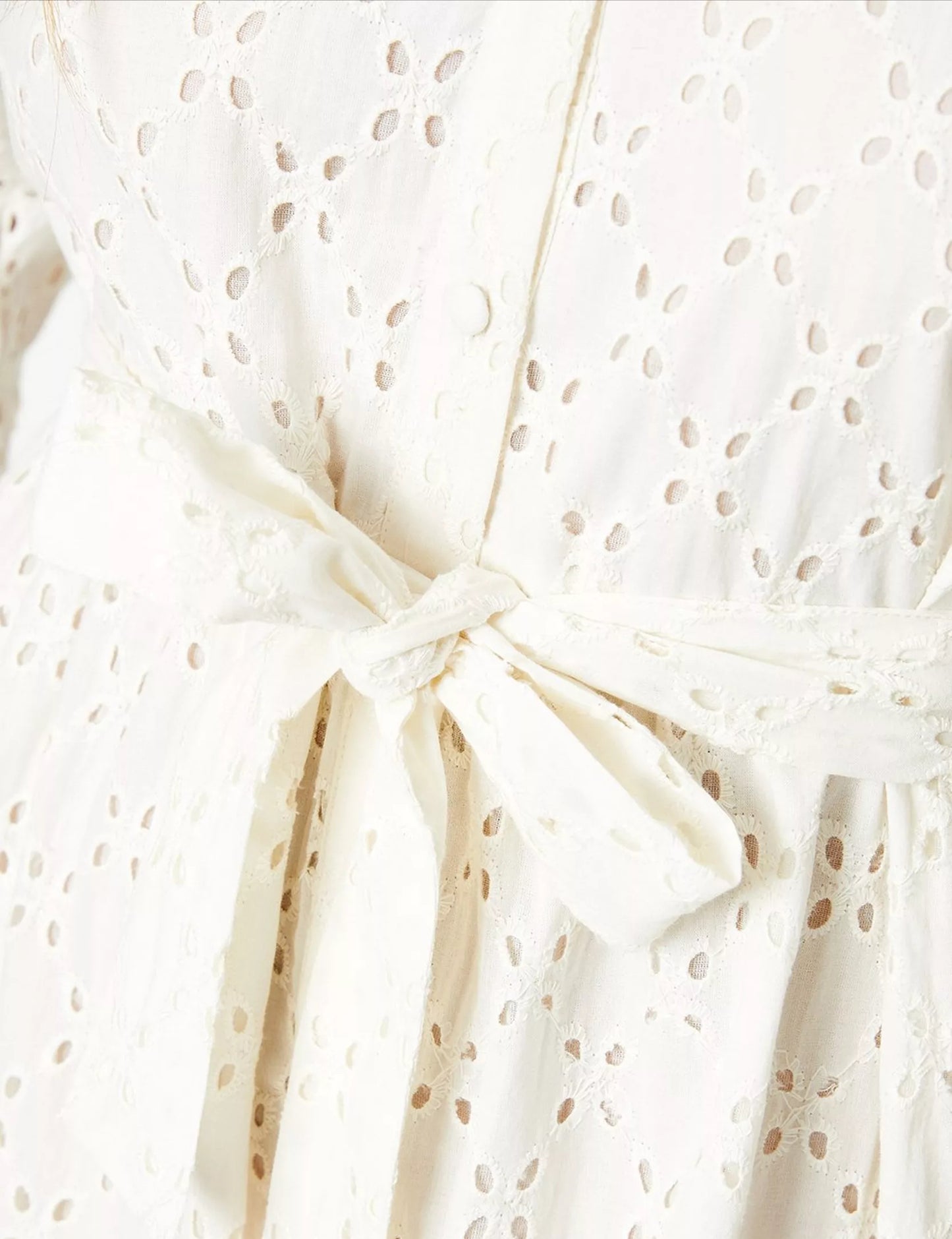 Oasis Broderie Button Through Midi Dress Ivory - Size 12