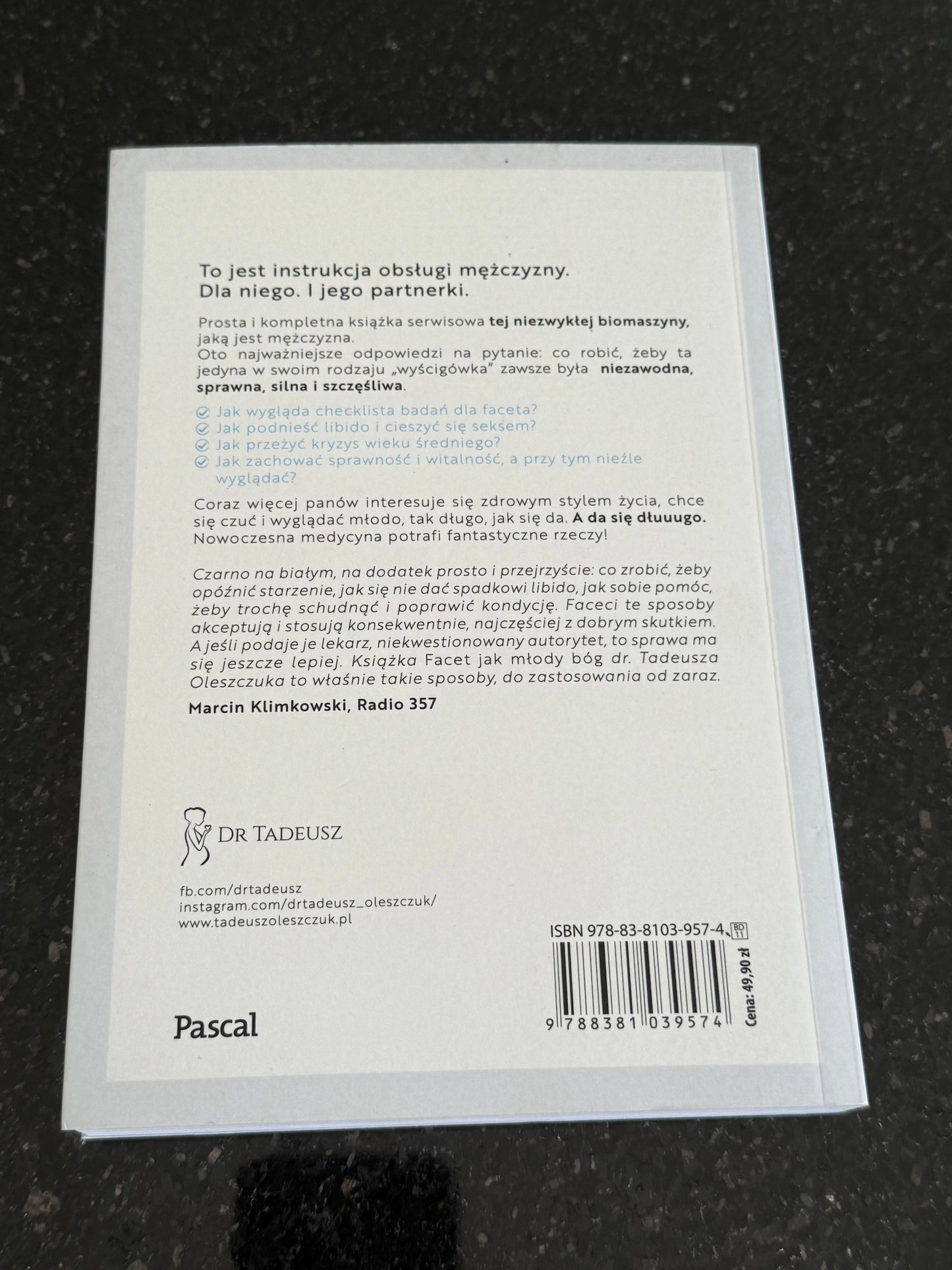 Polish 🇵🇱 Book - Dr. Tadeusz Oleszczuk - Facet Jak Mlody Bog (Bóg)